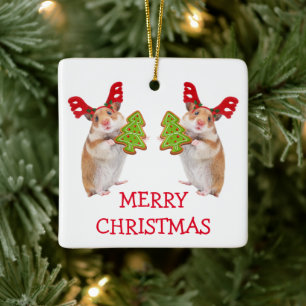 Niedlicher Hamster/Mauern Weihnachten Keramikornament