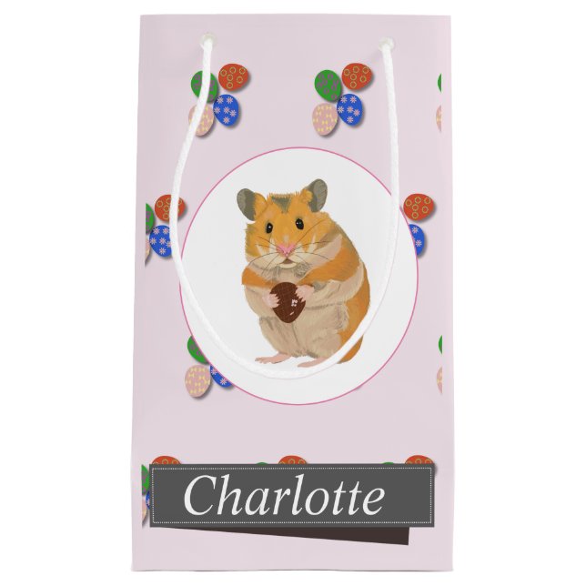 Niedlicher Hamster mit einem Ostereier Kleine Geschenktüte (Vorderseite)