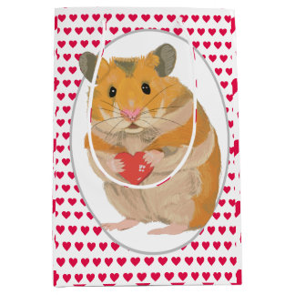 Niedlicher Hamster und Rotes Herz Mittlere Geschenktüte