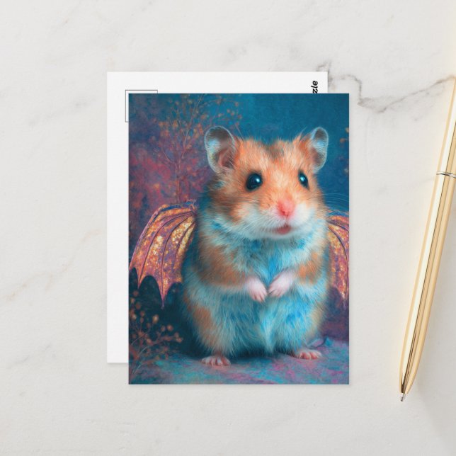 Niedlicher Hamsterdrache Postkarte (Vorderseite/Rückseite Beispiel)
