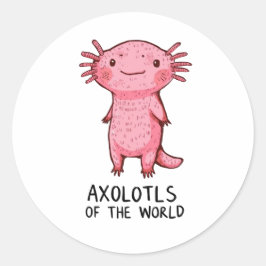 Niedlicher handGezeichnet Axolotl-Cartoon Runder Aufkleber