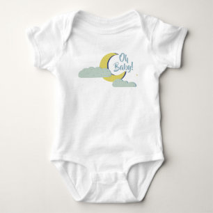 Niedlicher handgezogener Mond und Wolken Baby Strampler