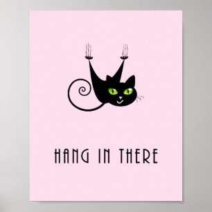 Niedlicher Hang in der Sache mit schwarzen Katzeng Poster