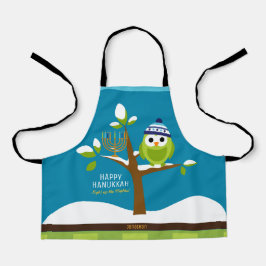 Niedlicher Hanukkah-Schneebaum und Menorah Schneeb Schürze