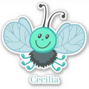 Niedlicher Happy Blue Bug Moskito personalisiert Aufkleber