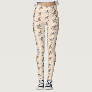 Niedlicher Happy Californian Wachteln Cartoon Illu Leggings