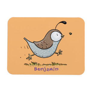 Niedlicher Happy Californian Wachteln Cartoon Illu Magnet