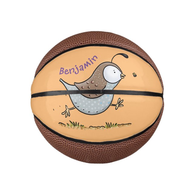 Niedlicher Happy Californian Wachteln Cartoon Illu Mini Basketball (Vorderseite)