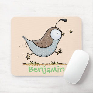 Niedlicher Happy Californian Wachteln Cartoon Illu Mousepad