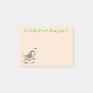 Niedlicher Happy Californian Wachteln Cartoon Illu Post-it Klebezettel