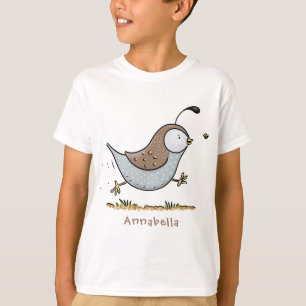 Niedlicher Happy Californian Wachteln Cartoon Illu T-Shirt