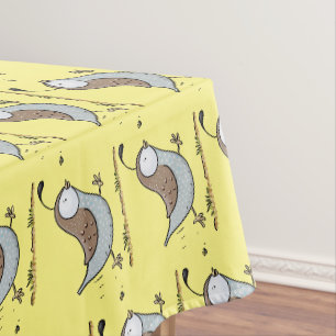 Niedlicher Happy Californian Wachteln Cartoon Illu Tischdecke