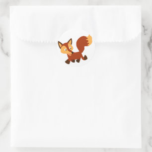 Niedlicher Happy-Cartoon-Fox-Aufkleber Runder Aufkleber