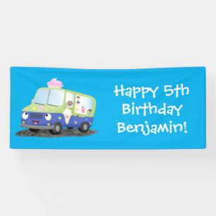 Niedlicher Happy Eis LKW Cartoon Banner