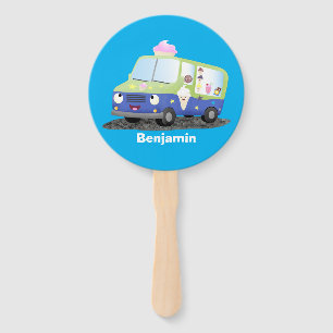 Niedlicher Happy Eis LKW Cartoon Fächer
