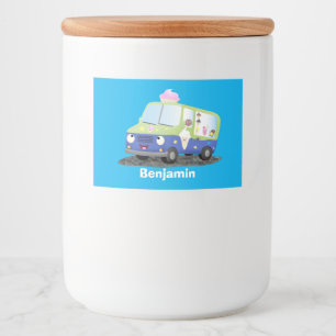 Niedlicher Happy Eis LKW Cartoon Lebensmitteletikett