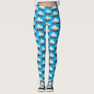 Niedlicher Happy Eis LKW Cartoon Leggings