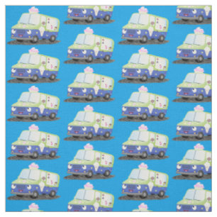 Niedlicher Happy Eis LKW Cartoon Stoff
