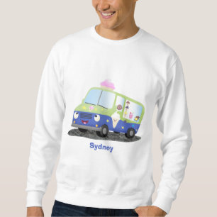 Niedlicher Happy Eis LKW Cartoon Sweatshirt