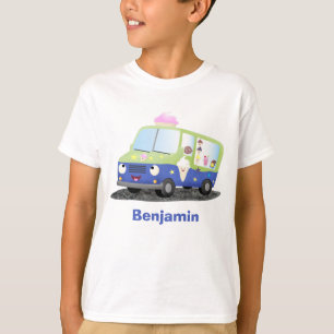 Niedlicher Happy Eis LKW Cartoon T-Shirt