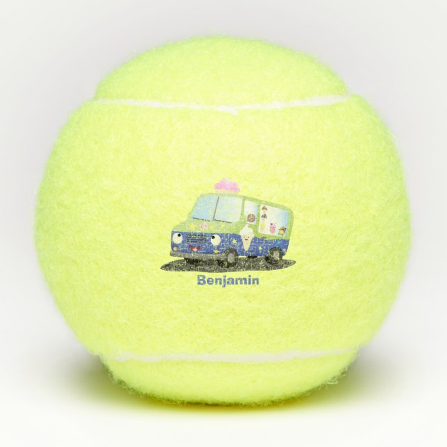 Niedlicher Happy Eis LKW Cartoon Tennisbälle (Vorderseite)
