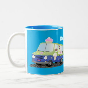Niedlicher Happy Eis LKW Cartoon Zweifarbige Tasse
