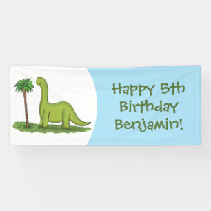 Niedlicher Happy Green Brontosaurus Dinosaurier Ca Banner