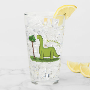 Niedlicher Happy Green Brontosaurus Dinosaurier Ca Glas