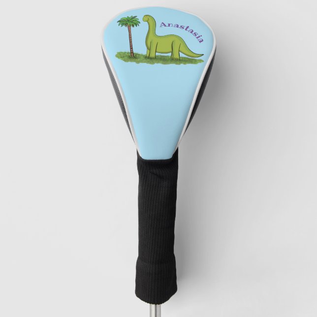 Niedlicher Happy Green Brontosaurus Dinosaurier Ca Golf Headcover (Vorderseite)