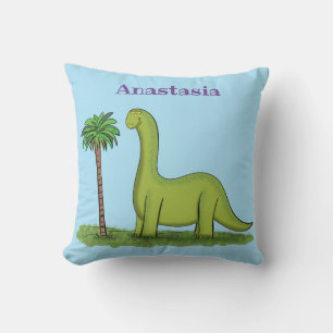 Niedlicher Happy Green Brontosaurus Dinosaurier Ca Kissen