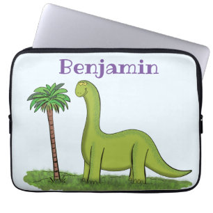 Niedlicher Happy Green Brontosaurus Dinosaurier Ca Laptopschutzhülle
