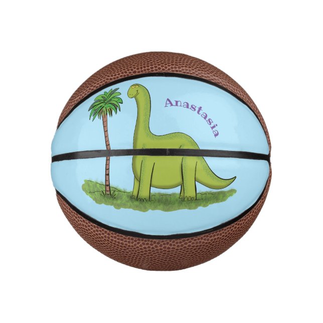 Niedlicher Happy Green Brontosaurus Dinosaurier Ca Mini Basketball (Vorderseite)