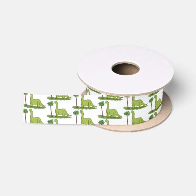 Niedlicher Happy Green Brontosaurus Dinosaurier Ca Satinband (Spule)