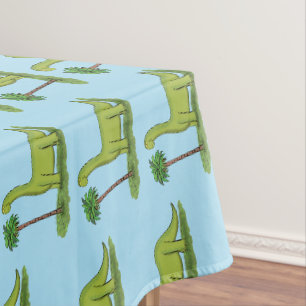 Niedlicher Happy Green Brontosaurus Dinosaurier Ca Tischdecke