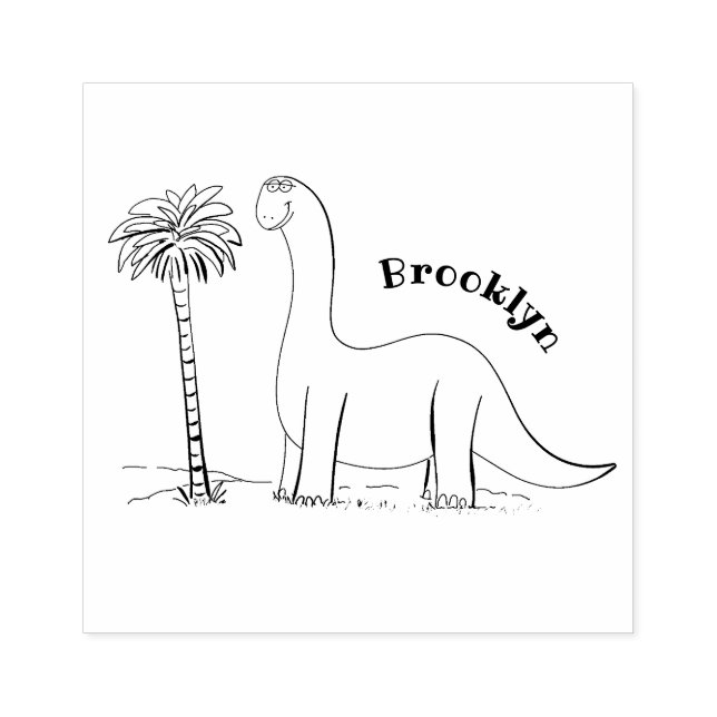 Niedlicher Happy Green Brontosaurus Dinosaurier Gummistempel (Prägung)