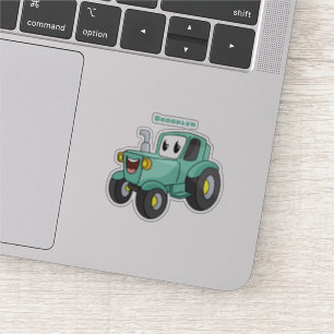 Niedlicher Happy Green Traktor Cartoon Aufkleber