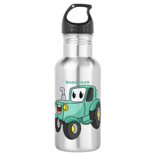 Niedlicher Happy Green Traktor Cartoon Edelstahlflasche