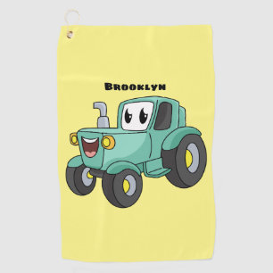 Niedlicher Happy Green Traktor Cartoon Golfhandtuch