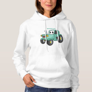 Niedlicher Happy Green Traktor Cartoon Hoodie