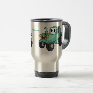 Niedlicher Happy Green Traktor Cartoon Reisebecher