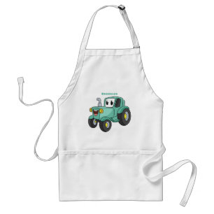 Niedlicher Happy Green Traktor Cartoon Schürze