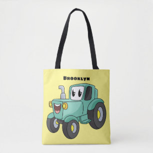 Niedlicher Happy Green Traktor Cartoon Tasche