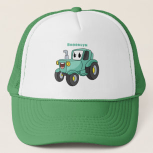 Niedlicher Happy Green Traktor Cartoon Truckerkappe