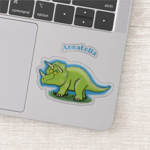 Niedlicher Happy Green Triceratops Dinosaurier Car Aufkleber
