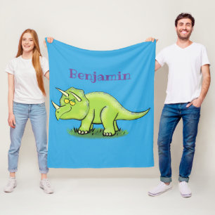 Niedlicher Happy Green Triceratops Dinosaurier Car Fleecedecke