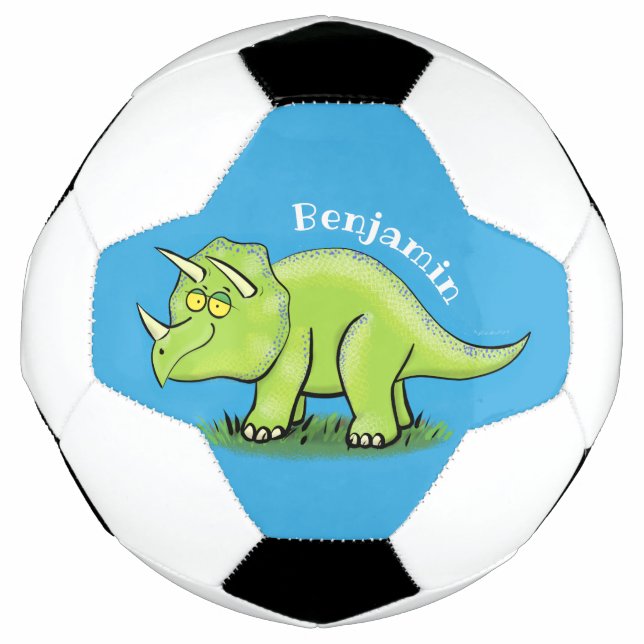 Niedlicher Happy Green Triceratops Dinosaurier Car Fußball (Vorderseite)