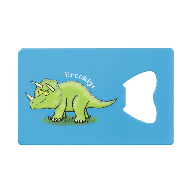 Niedlicher Happy Green Triceratops Dinosaurier Car Geldbeutel Flaschenöffner (Vorderseite (Horizontal))