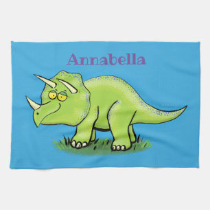 Niedlicher Happy Green Triceratops Dinosaurier Car Geschirrtuch