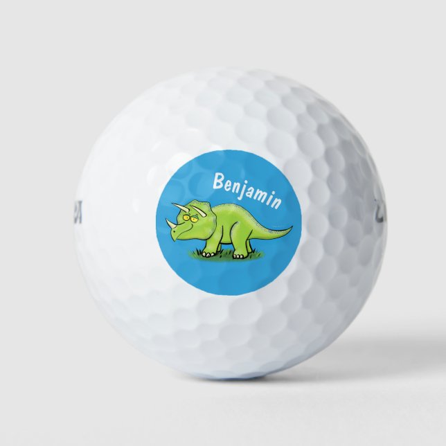 Niedlicher Happy Green Triceratops Dinosaurier Car Golfball (Vorderseite)
