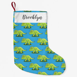 Niedlicher Happy Green Triceratops Dinosaurier Car Kleiner Weihnachtsstrumpf